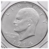 1974 GEM BU SILVER IKE DOLLAR
