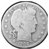 1908 O BARBER HALF DOLLAR G