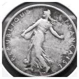 1918 FRANCE SILVER 50 CENTS VF