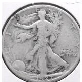 1927 S WALKING HALF DOLLAR VG