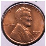 1957 D GEM BU RED LINCOLN CENT
