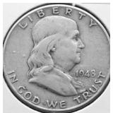 1948 D FRANKLIN HALF DOLLAR VF