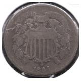 1864 TWO CENT PIECE VG