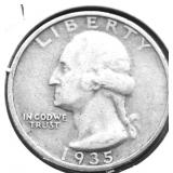 1935 S WASHINGTON QUARTER VF