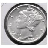 1937 S GEM BU SPLIT BANDS MERCURY DIME