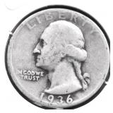 1936 D WASHINGTON QUARTER VG