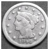 1846  LARGE CENT VF