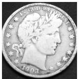 1903 O BARBER HALF DOLLAR VF