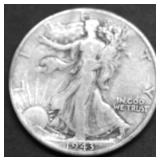 1943 WALKING HALF DOLLAR VF
