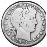 1914 S BARBER HALF DOLLAR VG