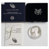 2018 PROOF SILVER EAGLE W BOX PAPERS