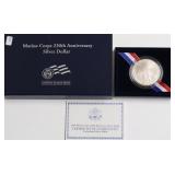 MARINE CORPS SILVER DOLLAR W BOX PAPERS