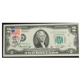 CHOICE BU FIRST DAY COVER 2 $ FEDERAL RESERVE NOTE