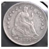 1855 HALF DIME XF