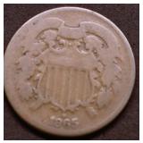 1865 TWO CENT PIECE VG