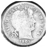 1901 O BARBER DIME G