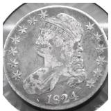 1824 BUST HALF DOLLAR VF