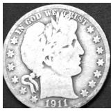 1911 S BARBER HALF DOLLAR F