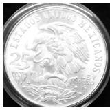 MEXICO SILVER 25 SILVER PESOS GEM
