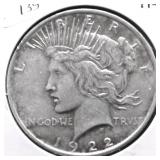 1922 PEACE DOLLAR VF