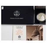 PROOF US CAPITOL SILVER DOLLAR W BOX PAPERS
