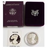 1986 PROOF SILVER EAGLE W BOX PAPERS