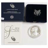 2014 PROOF SILVER EAGLE W BOX PAPERS