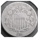 1873 SHIELD NICKEL F