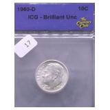 1960 D ICG GEM BU ROOSEVELT DIME