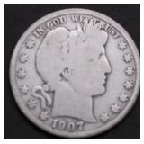 1907 BARBER HALF DOLLAR G