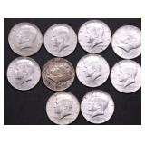 10 40 % SILVER HALF DOLLARS