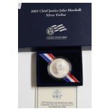 CHIEF JUSTICE SILVER DOLLAR W BOX PAPERS