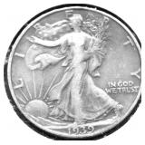 1939 S WALKING HALF DOLLAR XF