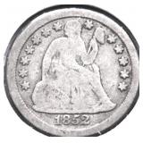 1852 SEATED DIME VG
