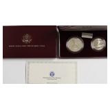 PROOF OLYMPIC BASE BALL SILVER DOLLAR& HALF W BOX