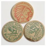 3 WOODEN NICKELS