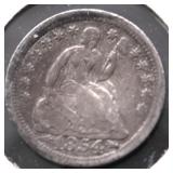 1854 HALF DIME XF DETAILS