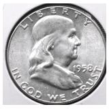 1958 GEM BU FRANKLIN HALF DOLLAR