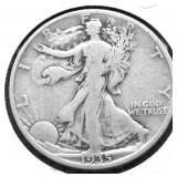 1935 D WALKING HALF DOLLAR VF