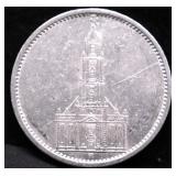 1934 NAZI GERMANY SILVER 5 MARKS XF