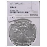 2017 BGC MS69 SILVER EAGLE GEM