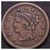 1851 LARGE CENT VF