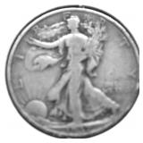 1937 S WALKING HALF DOLLAR VF