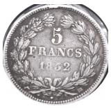 1852 FRANCE 5 FRANCS VF