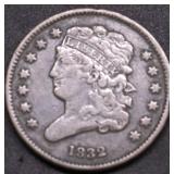 1832 HALF CENT XF