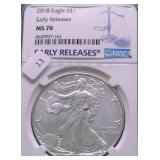 2018 NGC MS70 SILVER EAGLE