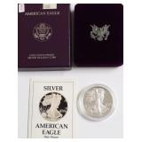1988 PROOF SILVER EAGLE W BOX PAPESR