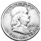 1951 D FRANKLIN HALF DOLLAR VF