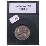 1953 D GEM BU JEFFERSON NICKEL