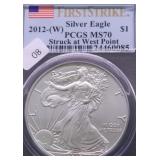2012 W PCGS MS70 SILVER EAGLE